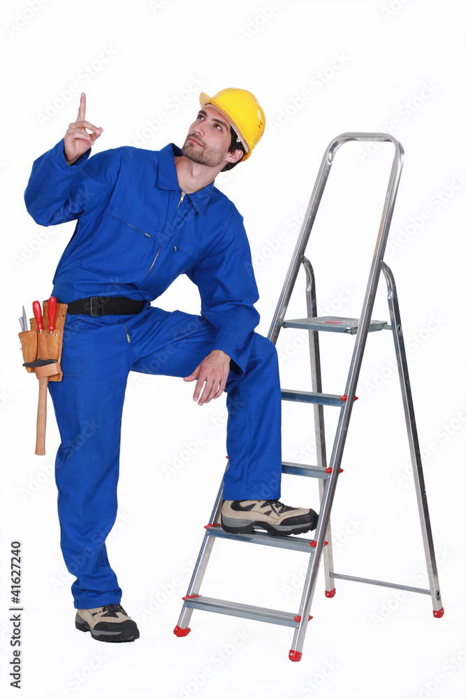 Carpenter pointing upwards Carpenter pointing upwards