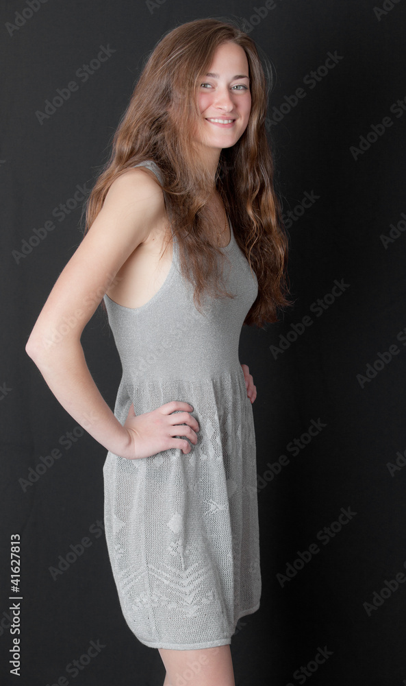 girl in a gray dress girl in a gray dress