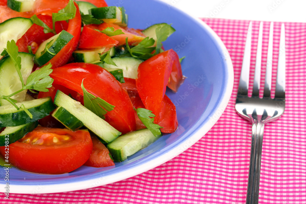 Fresh salad with tomatoes and cucumbers Fresh salad with tomatoes and cucumbers