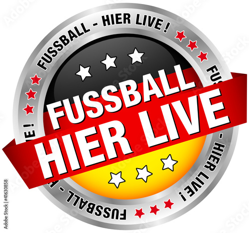 Button "Fussball-hier live" schwarz/rot/gold