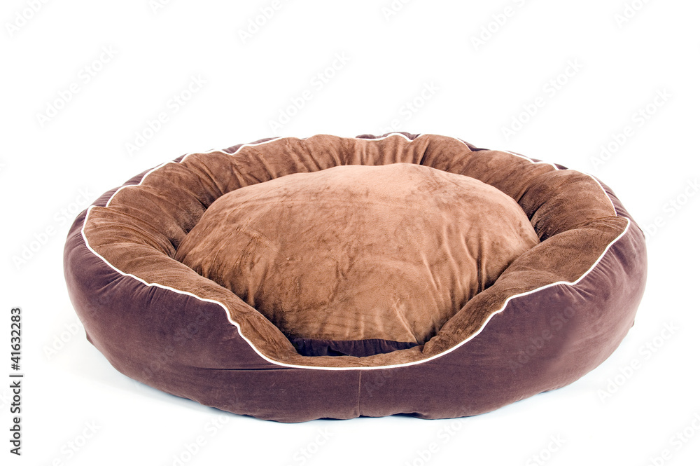 brown fluffy dogbed on white brown fluffy dogbed on white