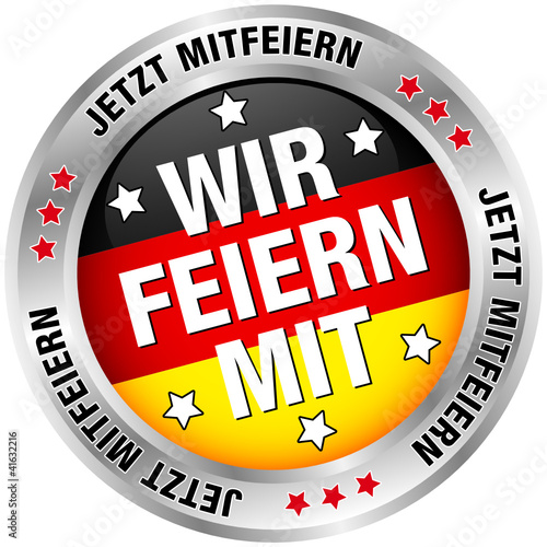 Button Banner "Wir feiern mit" schwarz/rot/gold