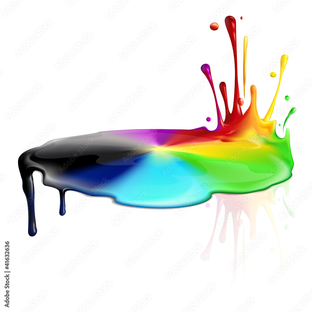 Colorful and colorless paint splashing
