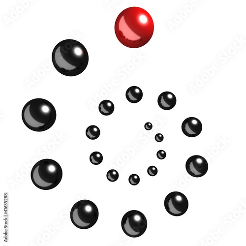 leadership concept with red ball team leader on white background