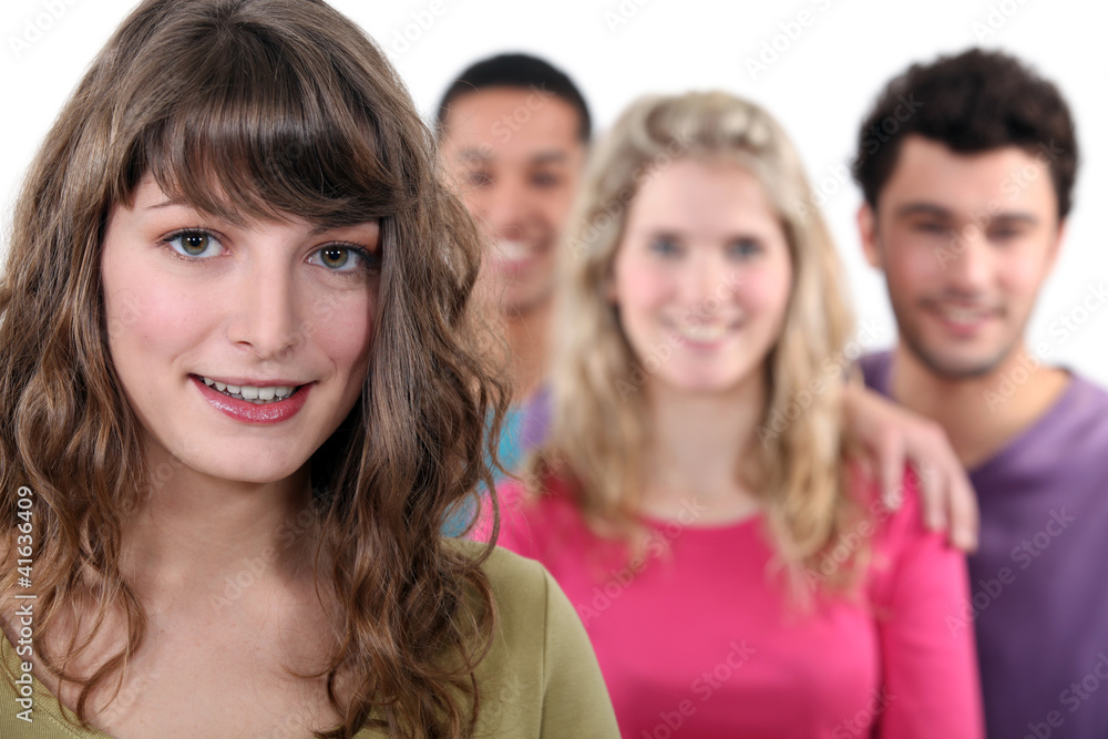 An attractive woman hanging out with her friends An attractive woman hanging out with her friends