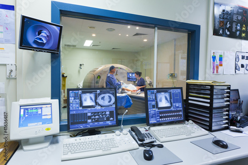 MRI machine and screens photo