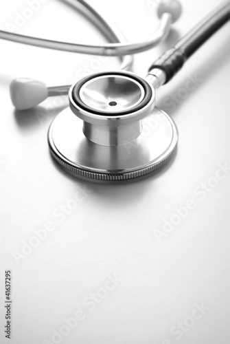 stethoscope on white background close-up