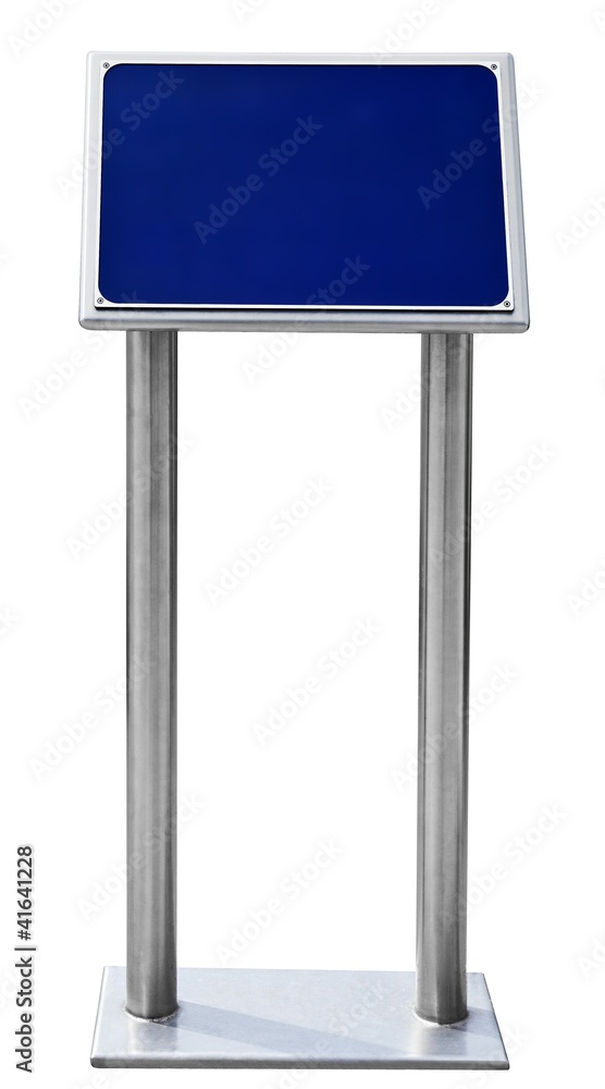 Blank blue sign on white. Blank blue sign on white.