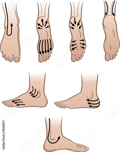 Closeup man feet with massaging lines