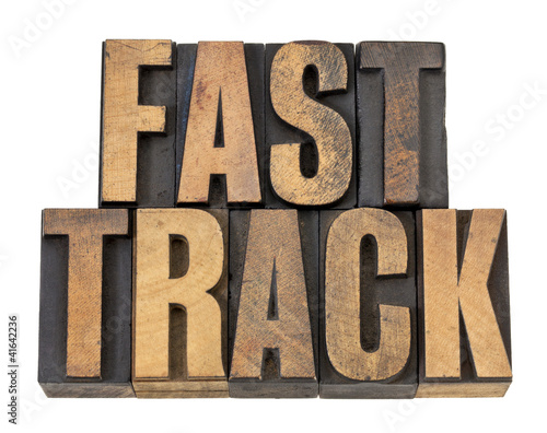 fast track words in wood type photo