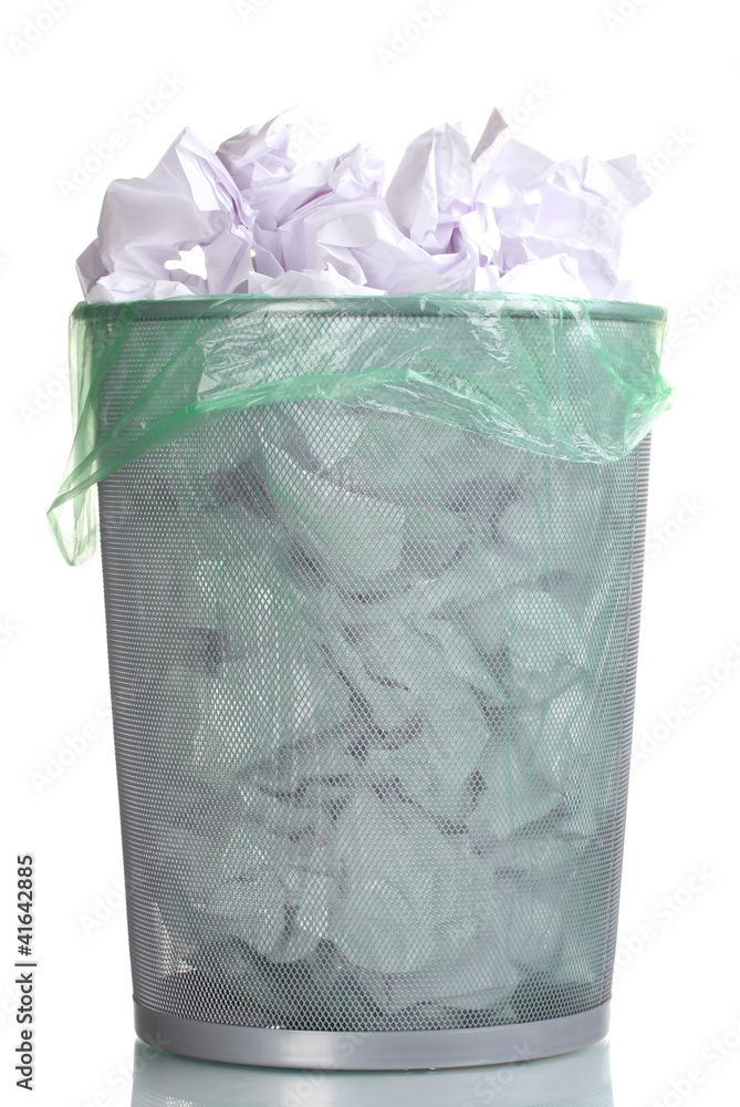 Metal trash bin from paper isolated on white Metal trash bin from paper isolated on white