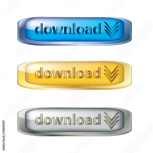 Metallic download button set for website