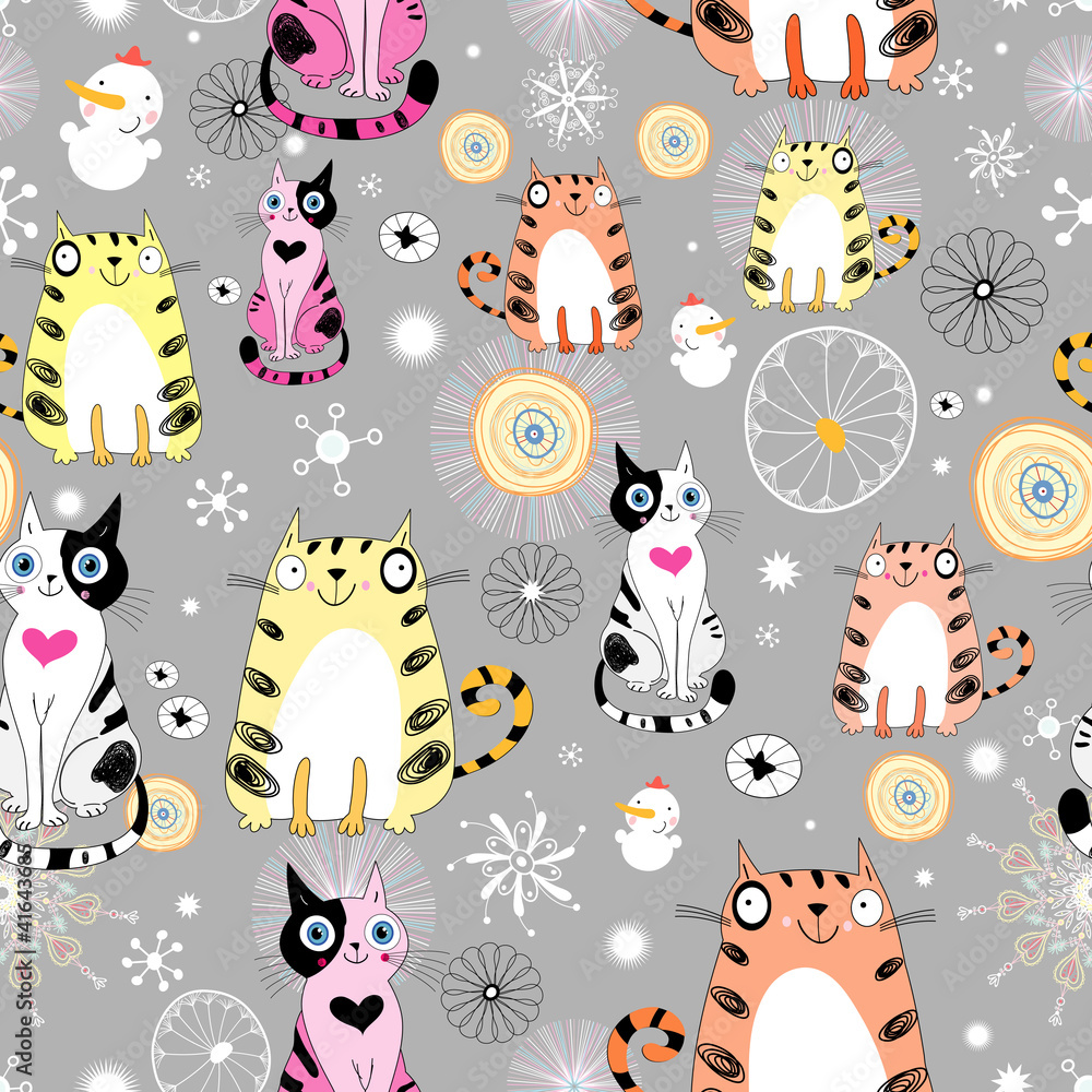 seamless pattern with colorful cats seamless pattern with colorful cats