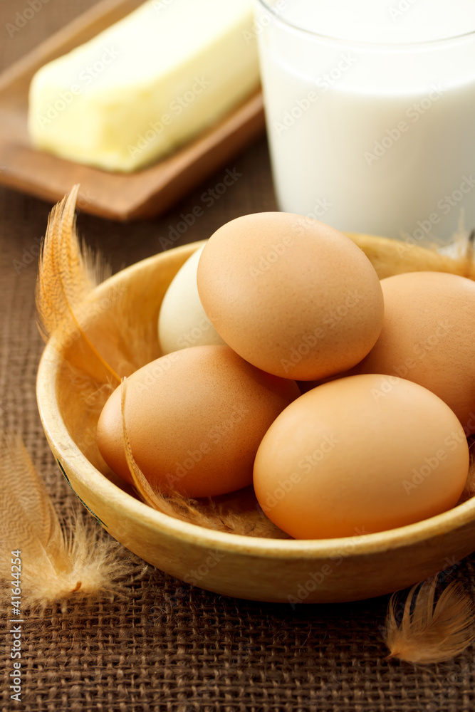 eggs, milk and butter eggs, milk and butter