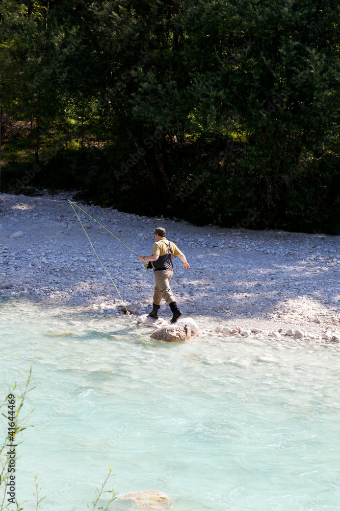 Fisherman in the Soca river, Slovenia
