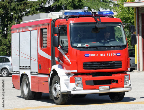 fire engine truck running during a mission