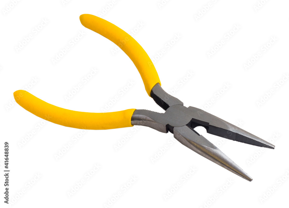 yellow pliers open isolated on white background (clipping path) yellow pliers open isolated on white background (clipping path)