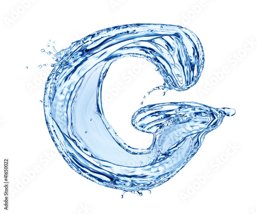 Water letter symbol, isolated on white background