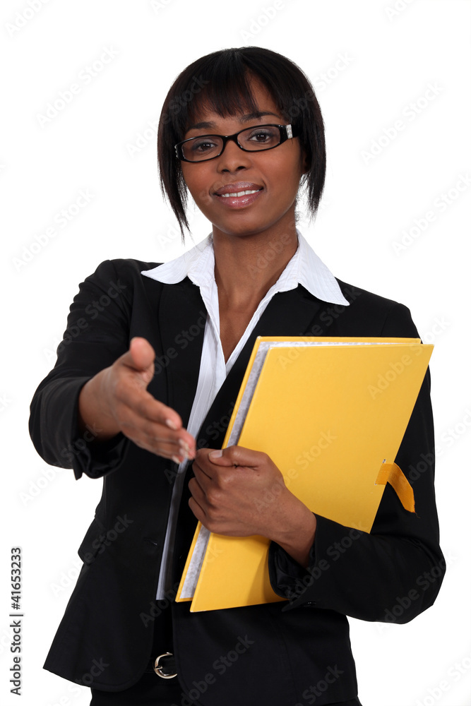 African woman shaking hands African woman shaking hands