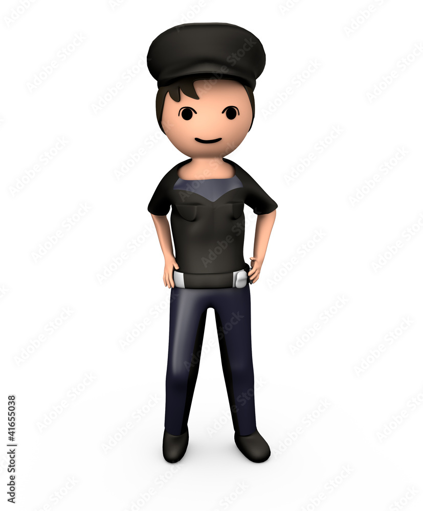 3D Young Male Policeman in Uniform on White 3D Young Male Policeman in Uniform on White