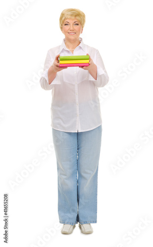 Senior woman with books