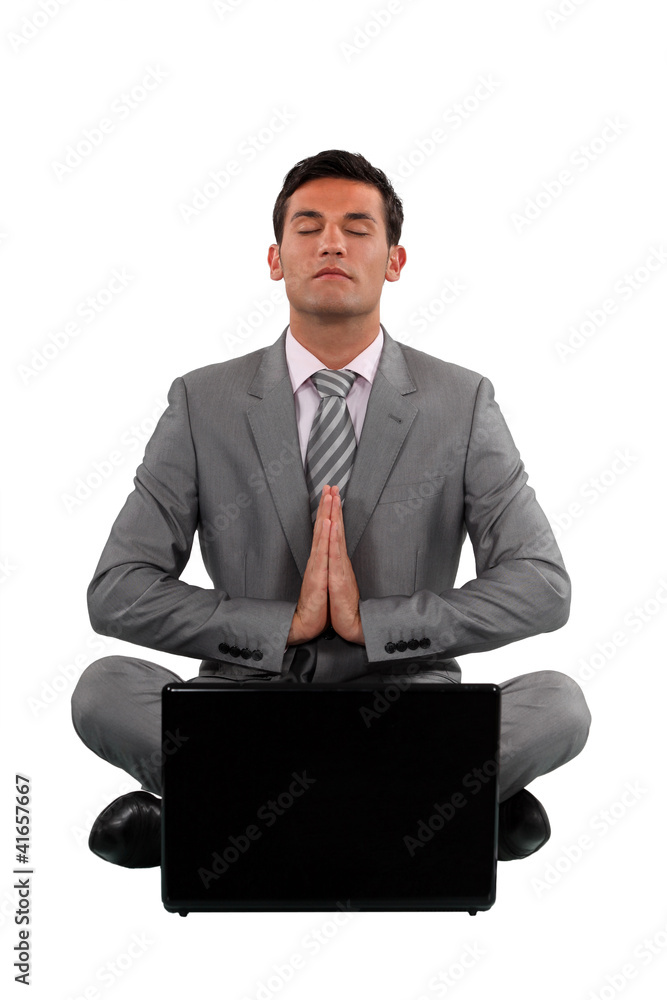 Calm businessman sat in yoga Calm businessman sat in yoga