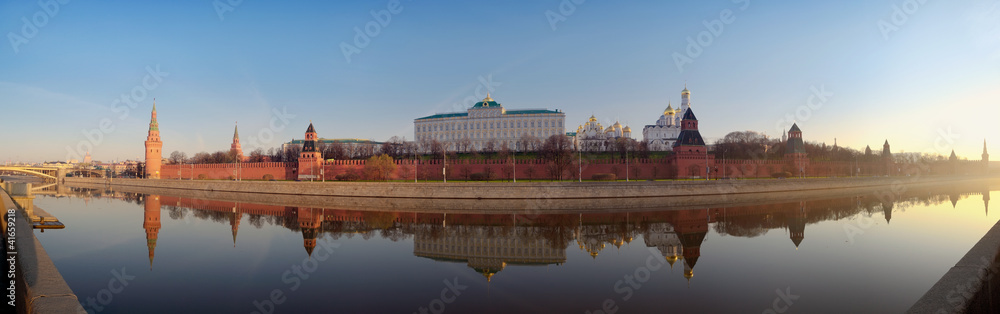 Russia, Moscow, type to  Moscow Kremlin and  river
