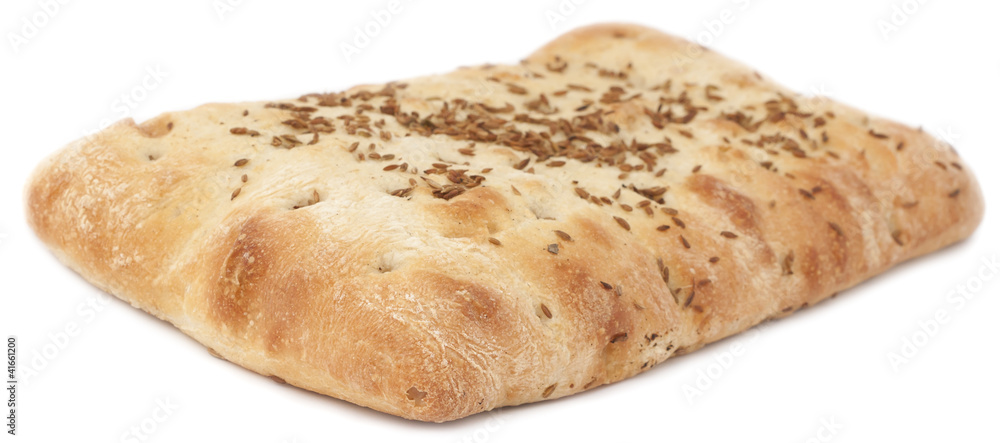 Turkish bread with sesame seeds over the white background Turkish bread with sesame seeds over the white background