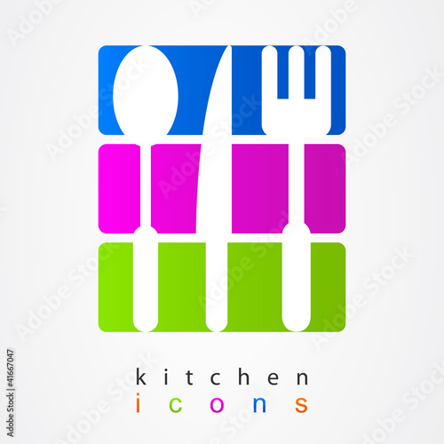 Colorful collection kitchen appliances.