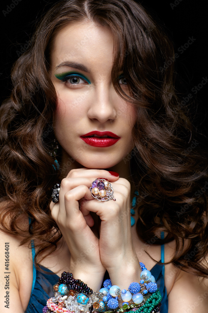Fototapeta premium beautiful woman in jewelry