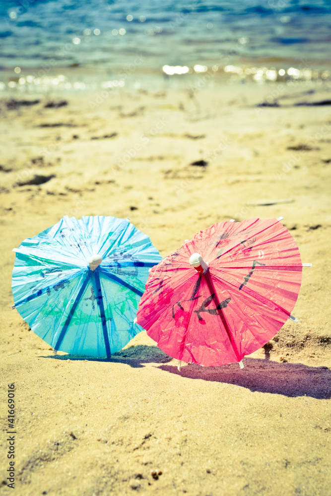 Small umbrellas on the beach