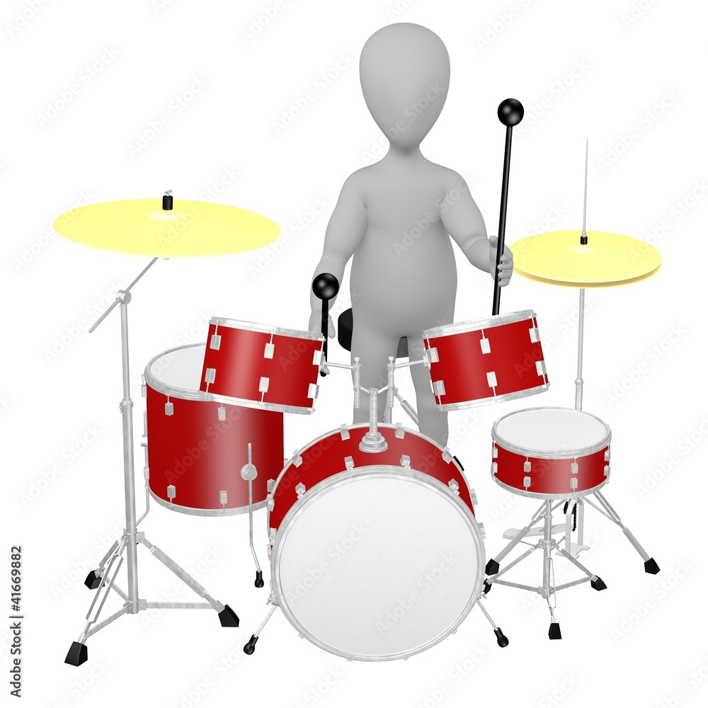 3d render of cartoon character with drumset 3d render of cartoon character with drumset