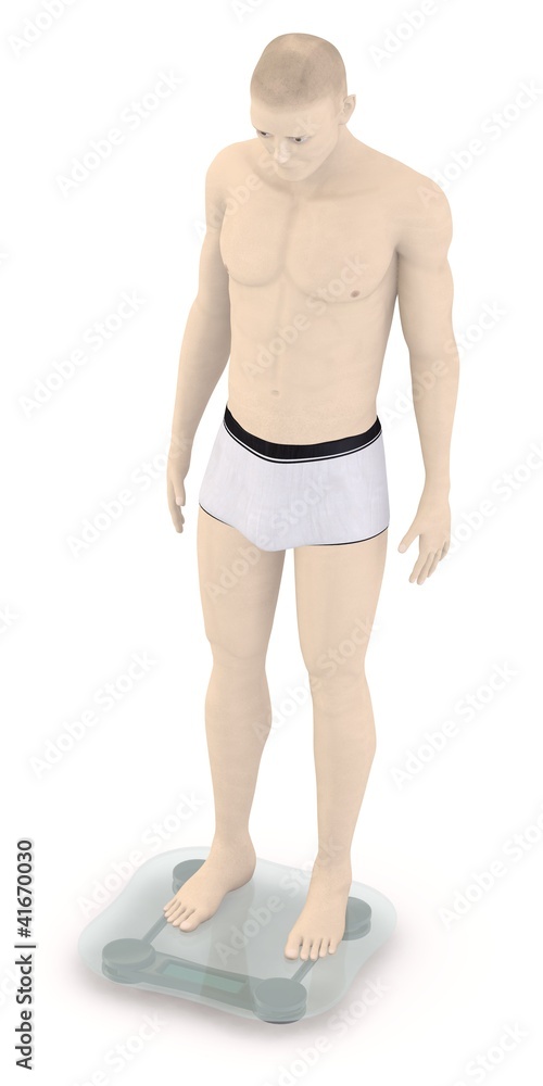 Fototapeta premium 3d render of artificial character on scale