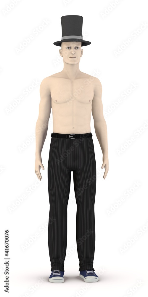 3d render of artificial character with hat 3d render of artificial character with hat