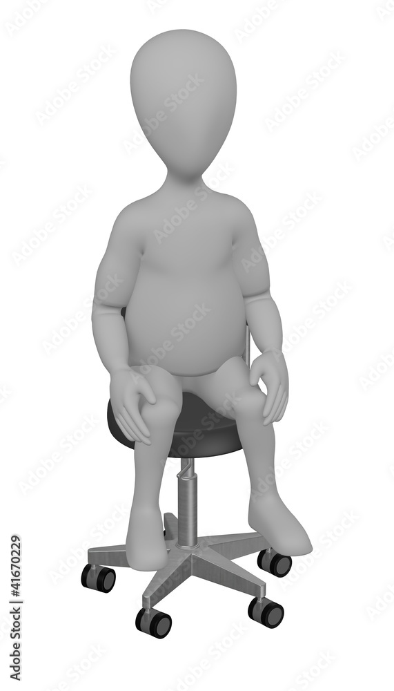 3d render of cartoon character on chair 3d render of cartoon character on chair