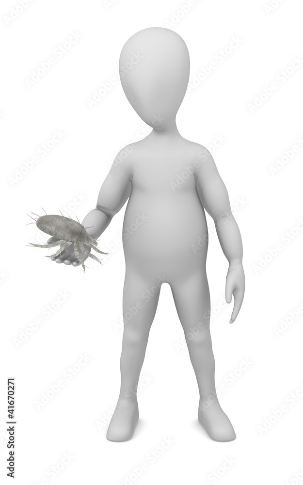 3d render of cartoon character with mite bug 3d render of cartoon character with mite bug