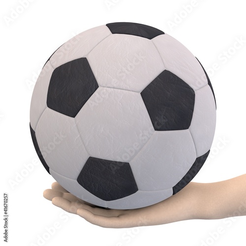 3d render of hand with soccer ball