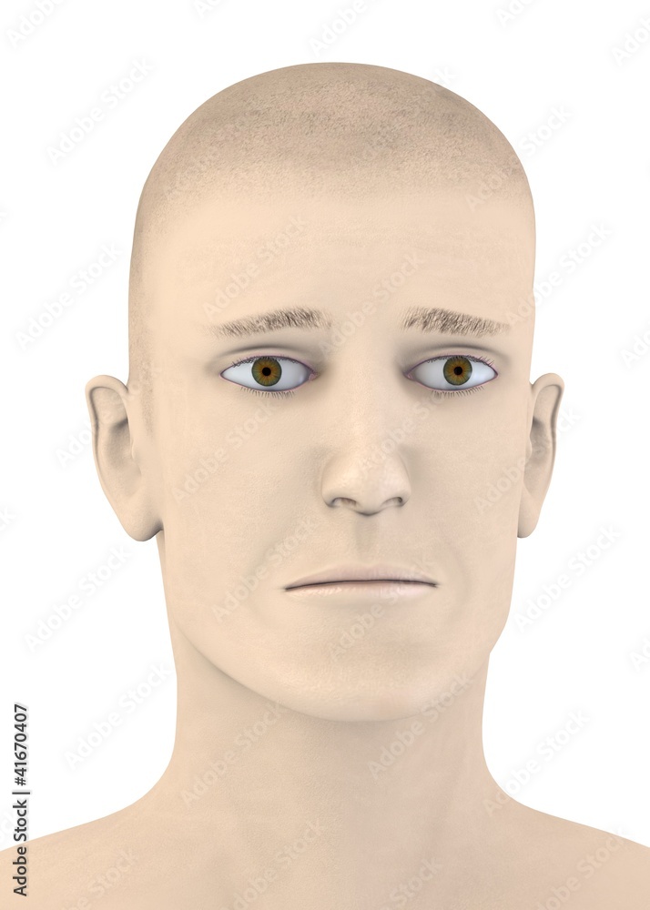 3d render of artifical male face - sad 3d render of artifical male face - sad
