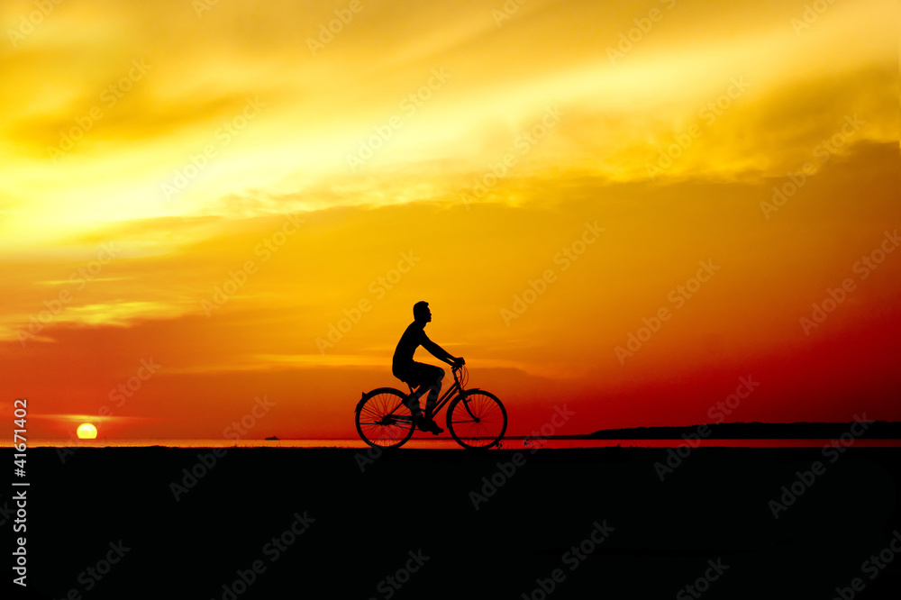 silhouette of the cyclist silhouette of the cyclist