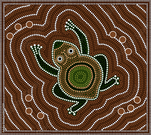 Illustration based on aboriginal style of dot painting depicting