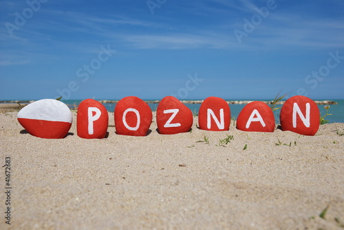 Poznań, souvenir on colourful stones over the sand