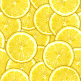 Seamless pattern of yellow lemon slices