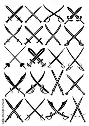 Crossed Swords Vector Collection in White Background