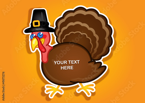 Thanksgiving Turkey Pilgrim label / Sticker in vectors