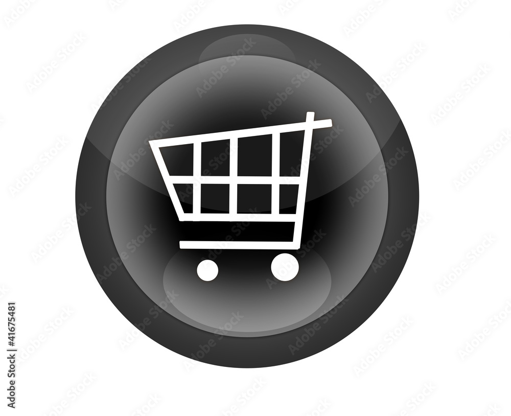 A black glossy web icon with a trolley A black glossy web icon with a trolley