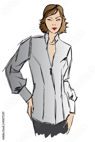 SKETCH. fashion girl. Hand-drawn fashion model