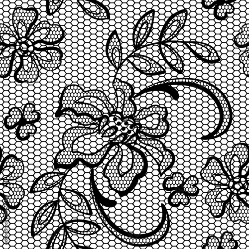 Old lace background, ornamental flowers. Vector texture.