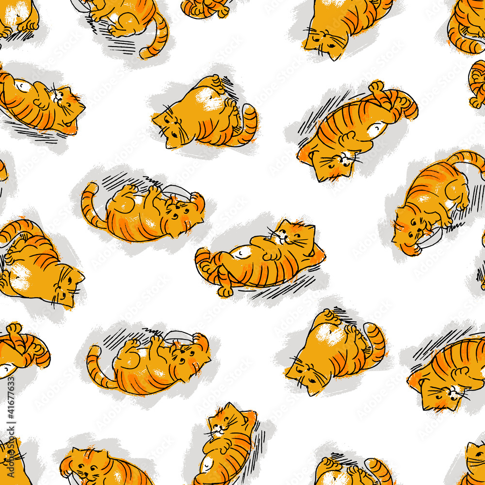 Seamless pattern with funny cats. Vector illustration. Seamless pattern with funny cats. Vector illustration.