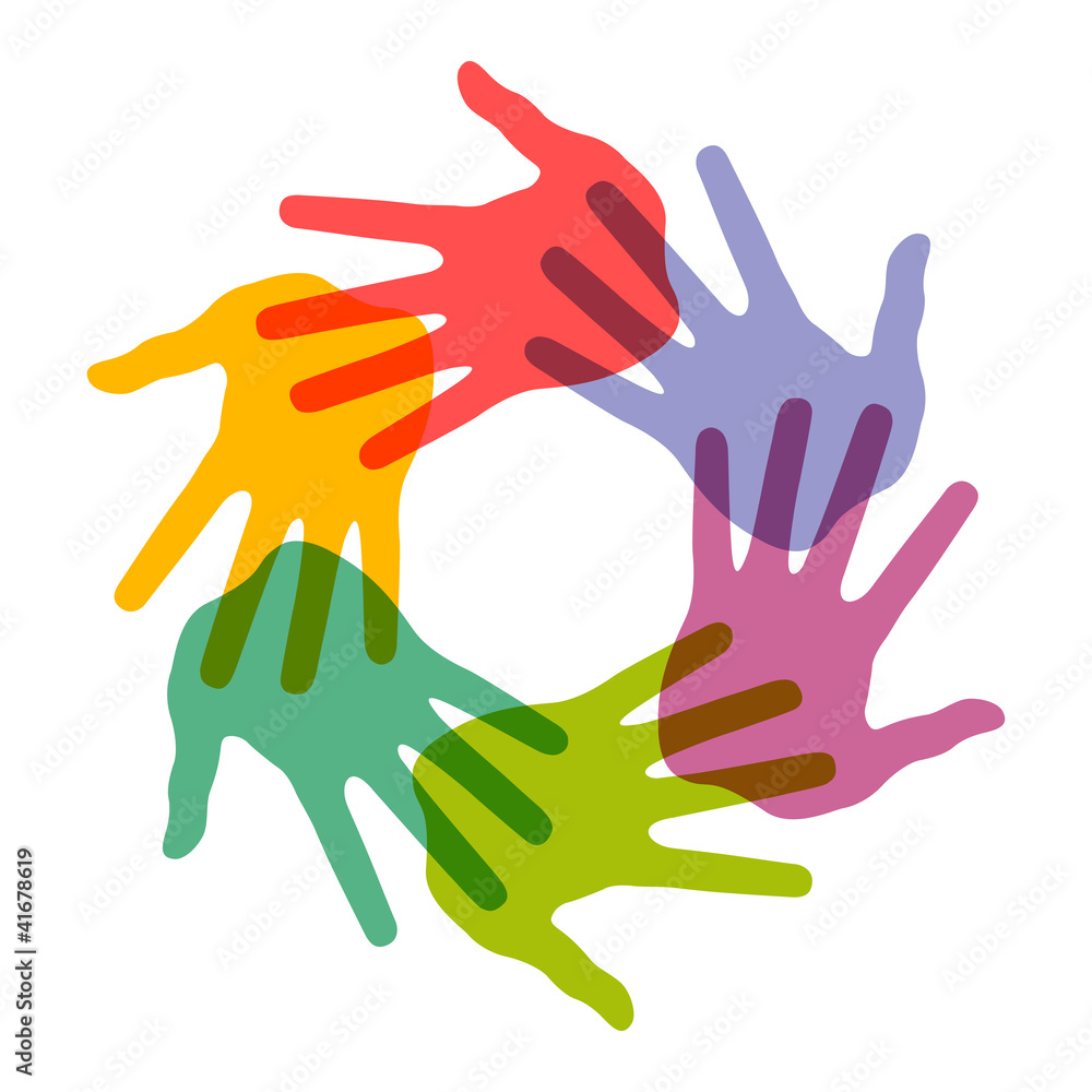 Fototapeta premium Icon of colorful hand prints, vector
