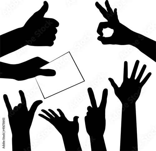 set of hands silhouettes, vector